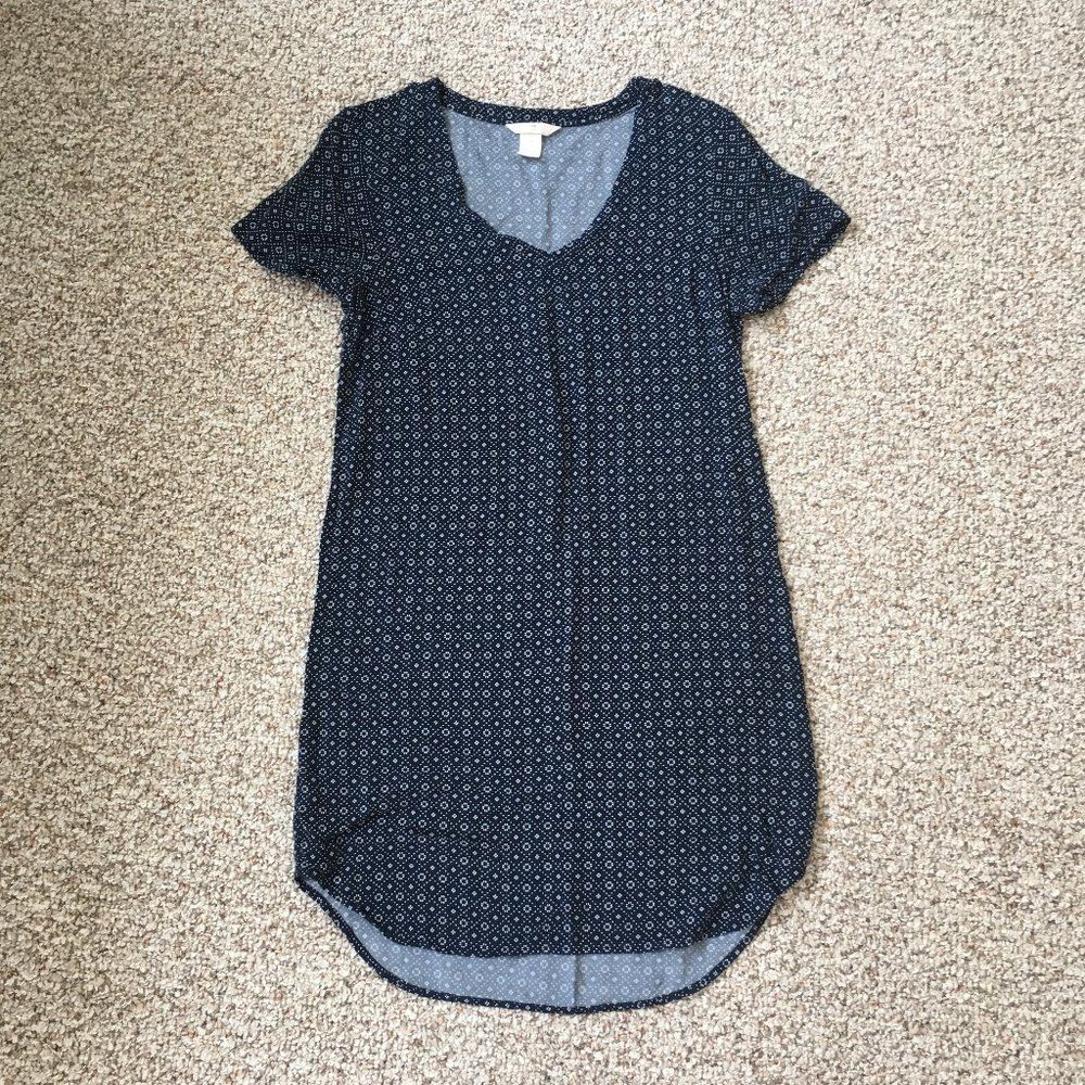 H&M Oversized Casual High Low Dress Navy Blue Size 0 Small Boho Lagenlook